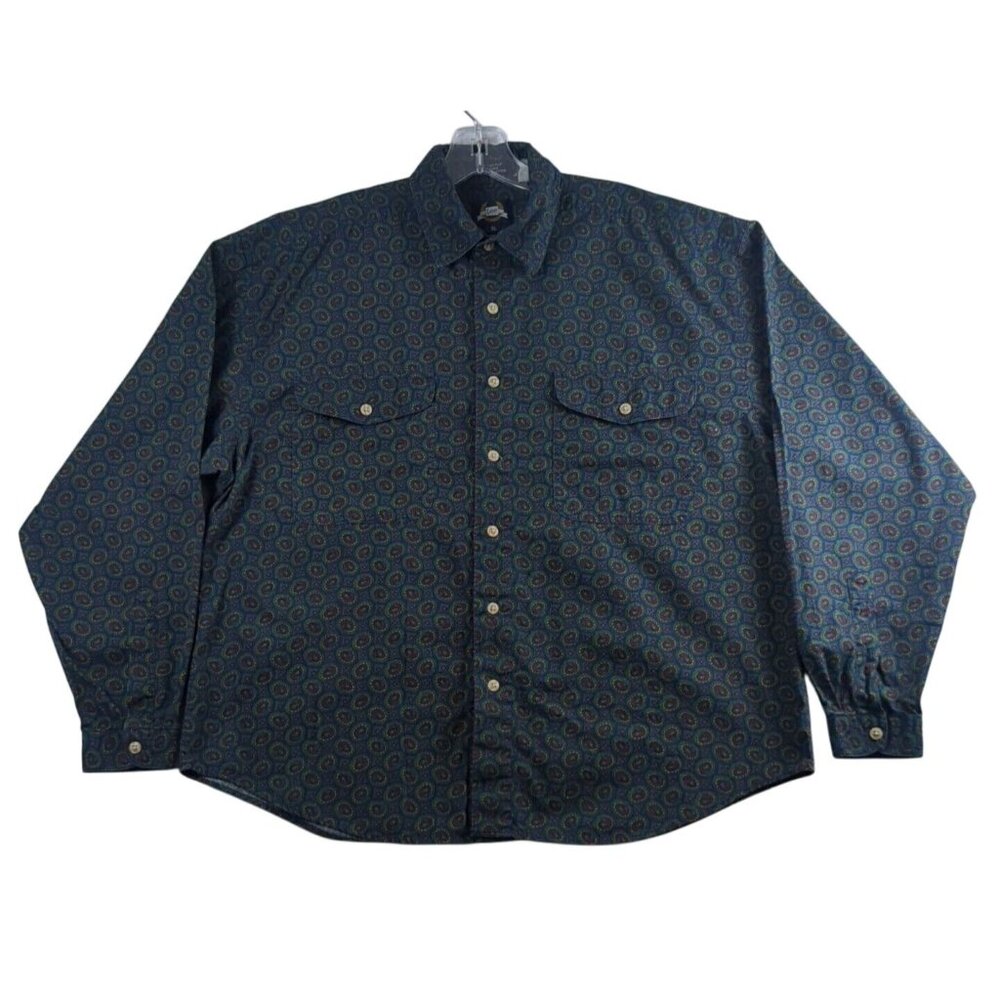 Vintage Lee Floral Paisley Print Mens XL 90s Button Up Long Sleeve Casual‎ Shirt